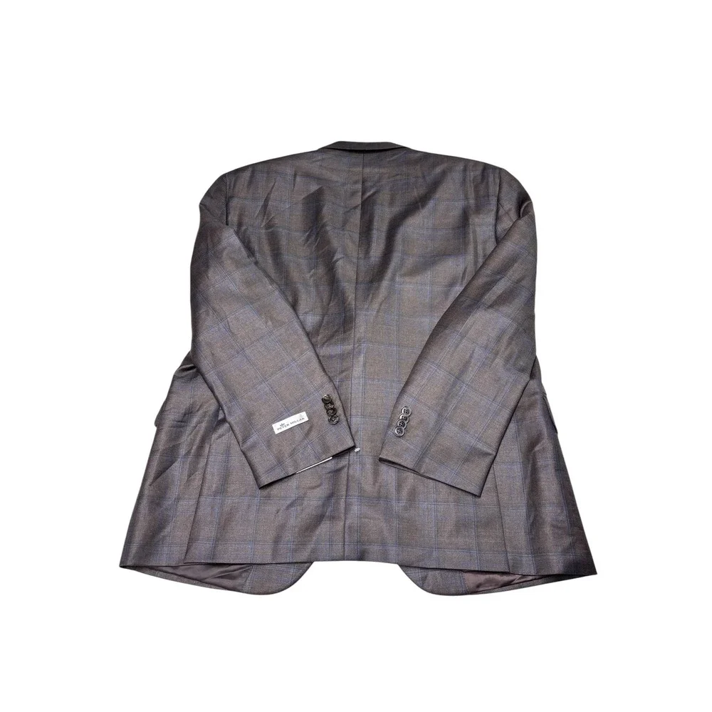 NWT Peter Millar SB Flynn Grey Windowpane Plaid 100% Wool Blazer Mens 44S $595